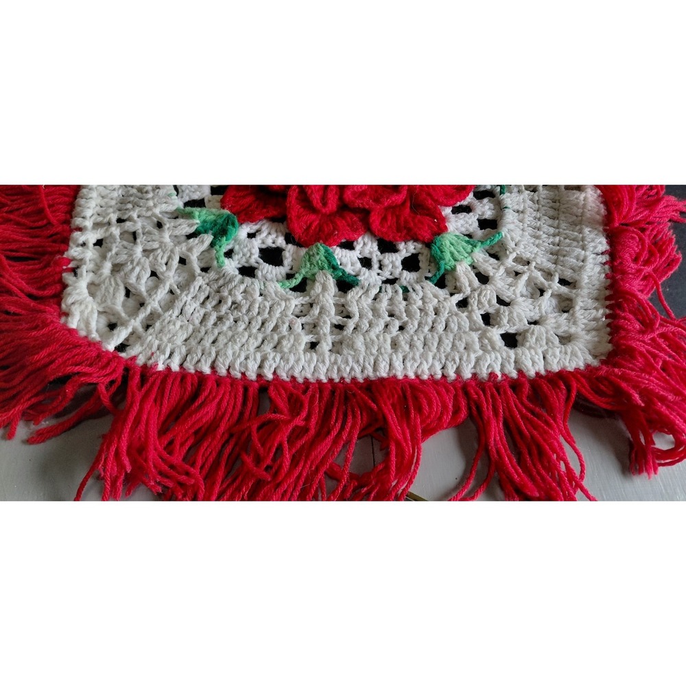 vintage handcrafted crochet 3D rose granny square pillow cover Grandma Decor Art - Picture 2 of 12